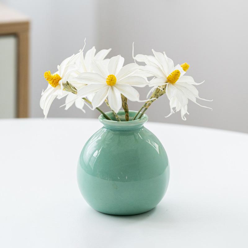 1PC Colorful Ceramic Vase Room Decor Flower Bottle Desktop Ornament Solid Hydroponics Plant Pots