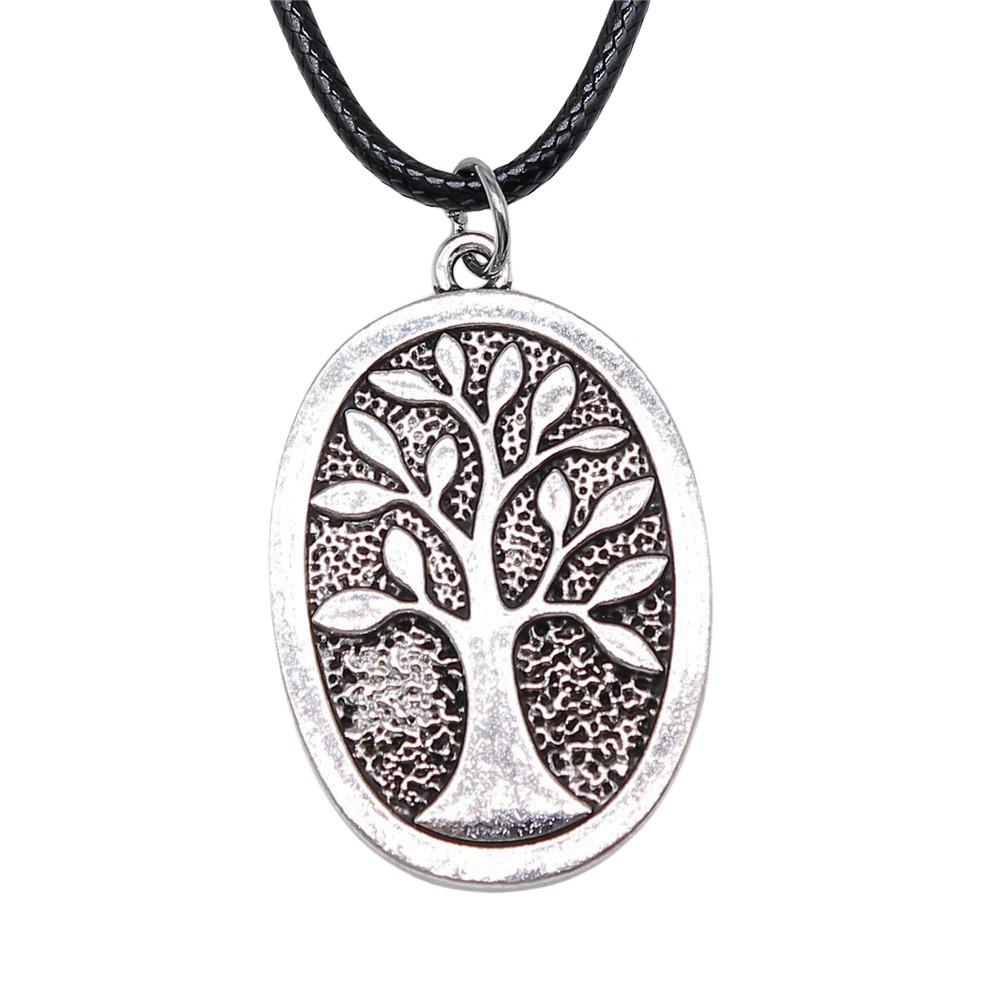 Антикварный кулон-ожерелье "Древо Жизни" Nature Boho Statement Jewelry 45см Кожаная цепочка