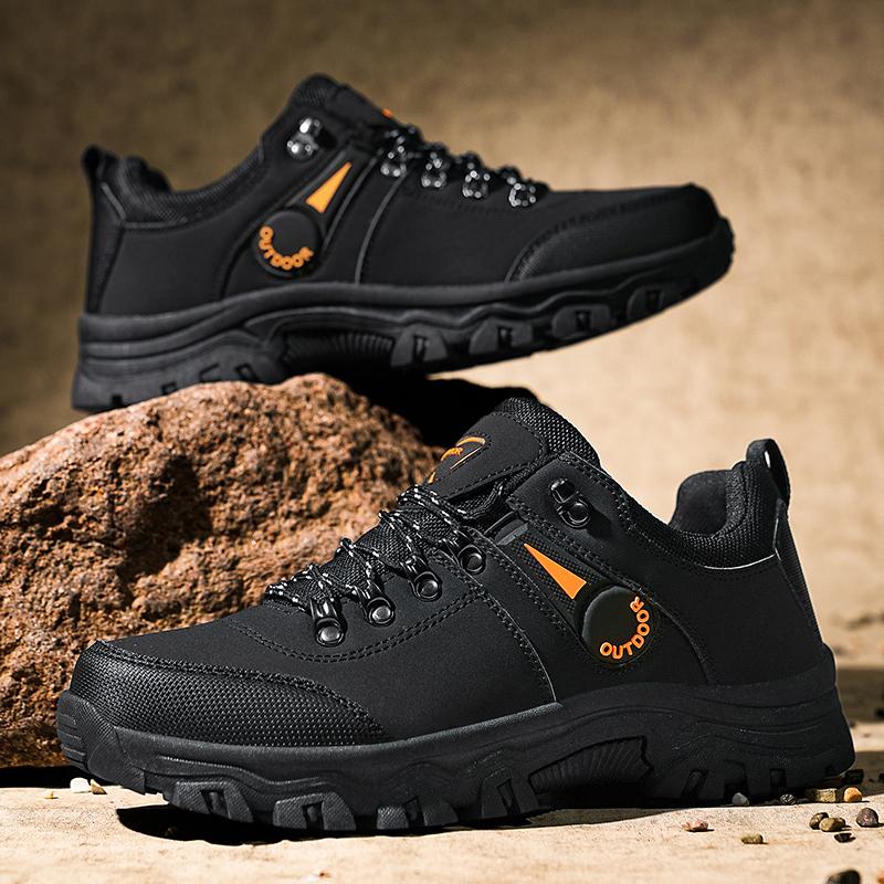 Модная обувь для хайкинга для мужчин Водонепроницаемые уличные низкие ботинки для хайкинга Кожаные мужские треккинговые кроссовки для ходьбы Новые черные 47