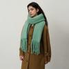 Versatile Plus Thickened Imitation Cashmere Solid Color Hemming Fringed Scarf Women's Winter Shawl