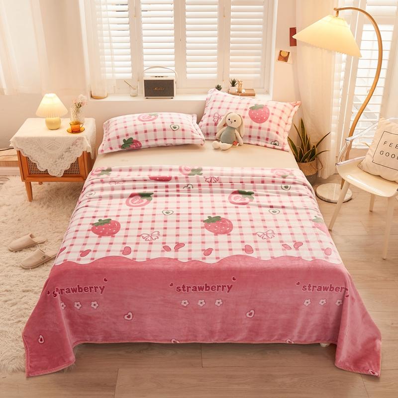 1pc Flannel Fleece Blanket for Beds Flower Printed Coral Fleece Blanket for Winter Warm Thow Blanket Single/Queen/King Plaids