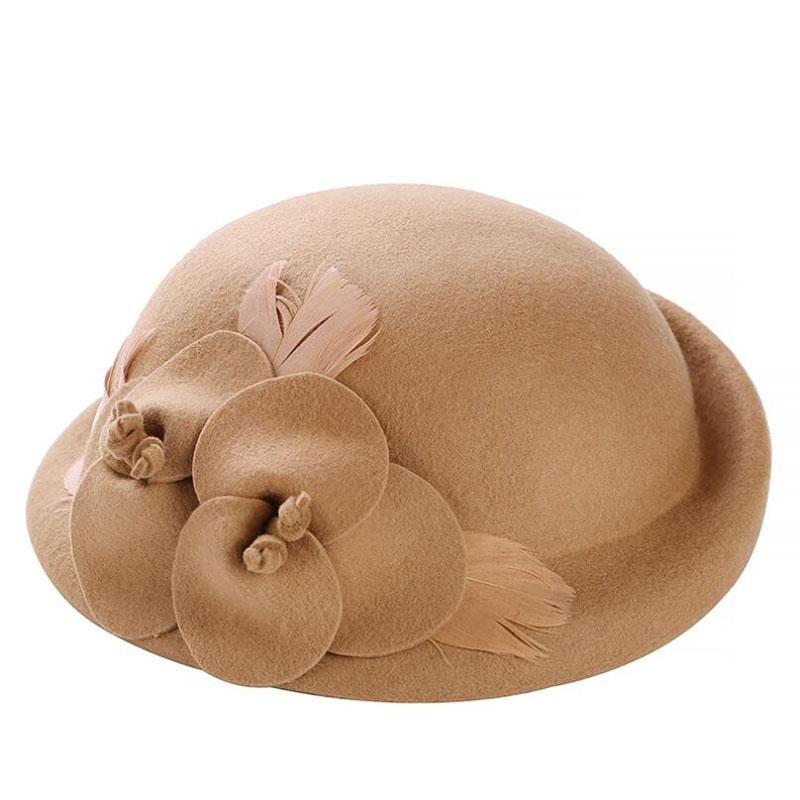 2017 Winter Beret Hat For Women's 100%Real Wool Beret Hat Fashion Female Beanie Cap Brand Flower French Trilby Soft Church Hat