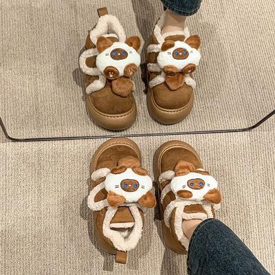 Домашняя мебель котенок хлопковые тапочки женские 2025 осень и зима новая мультяшная милая липучка теплые уличные хлопковые туфли