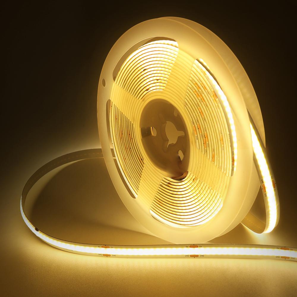 3mm 5mm 8mm Wide COB LED Strip 5V 12V 24V 320 LEDs High Density Flexible Self Adhesive Linear Lighting Tape
