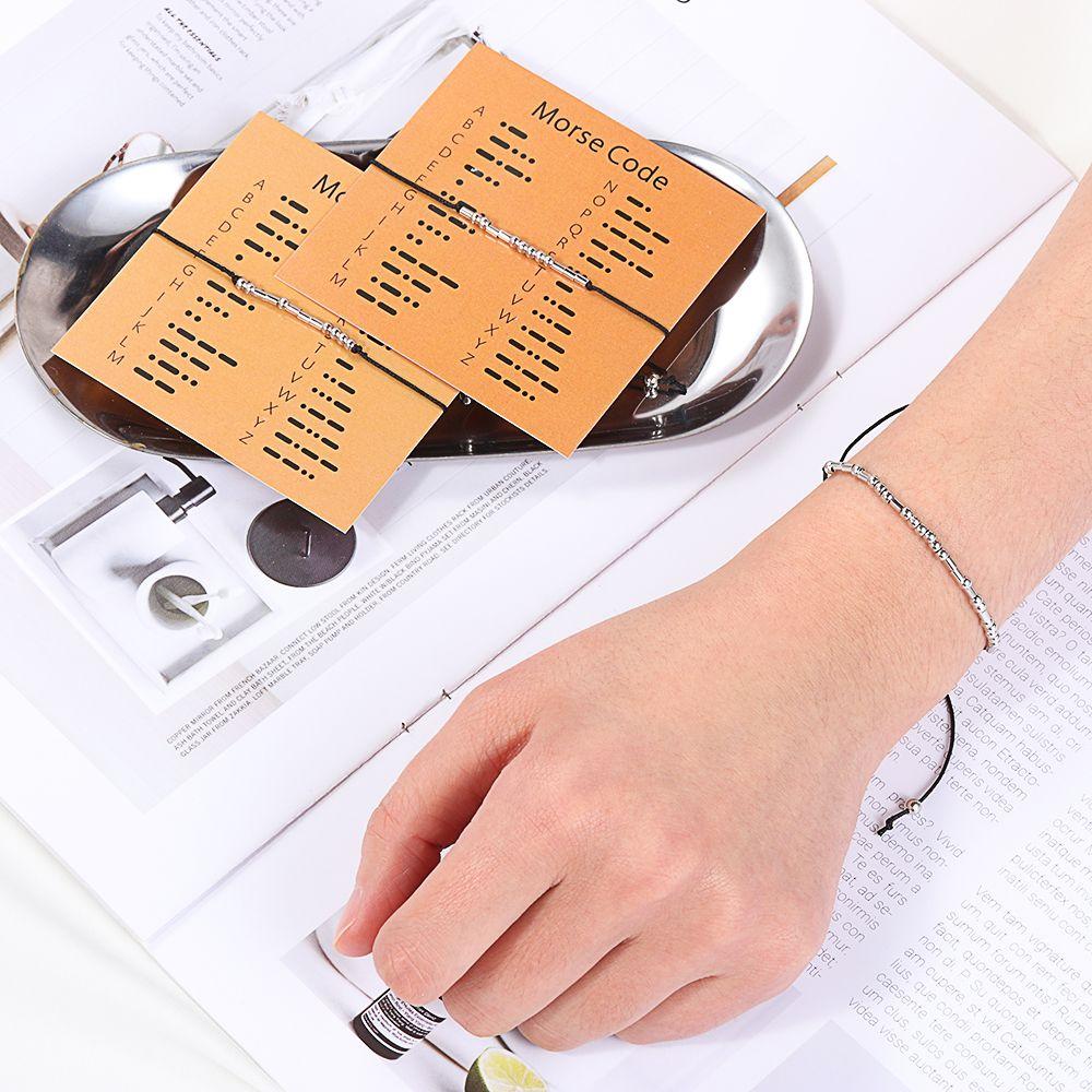 Подарки Цепочка из бусин Серебряный Браслет Морзе Дружба Манжета Браслет Fuck Off Я ЛЮБЛЮ ТЕБЯ ЛДН Охана