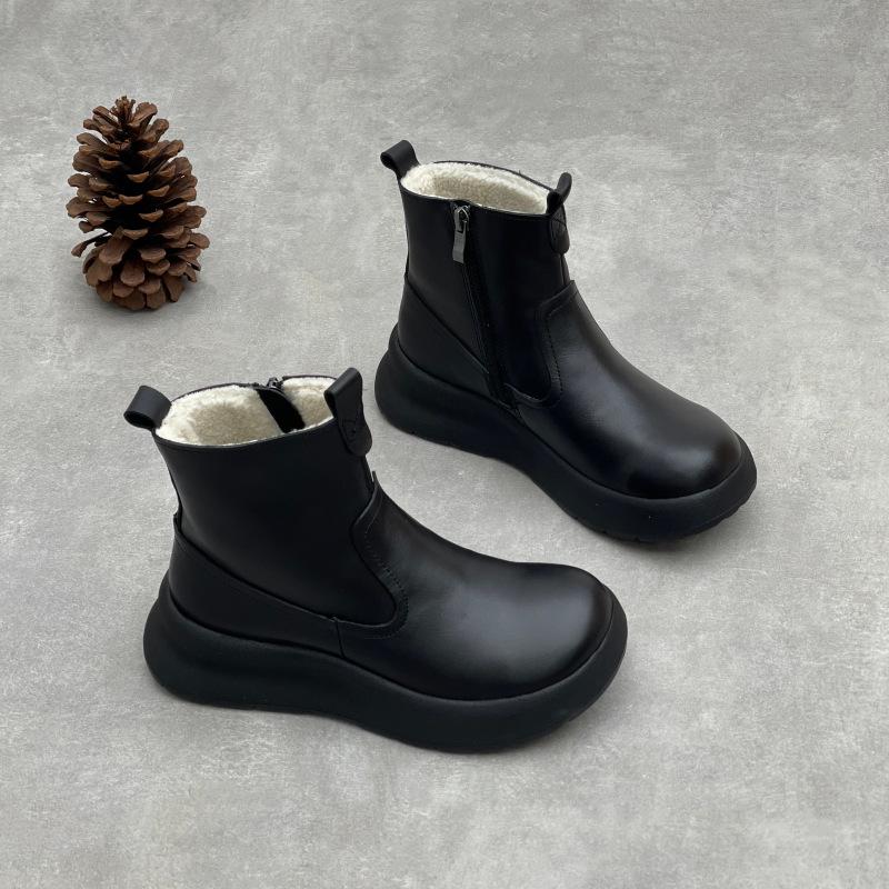 Новые ботильоны на толстой подошве, универсальные женские ботинки и туфли в стиле ретро с круглым носком и подошвой из губки