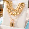 2023 Новое роскошное ожерелье для женщин, очаровательное темпераментное универсальное ожерелье, ожерелье с подвеской в ​​виде индивидуального замка, толстая цепочка, женское ожерелье из трех частей