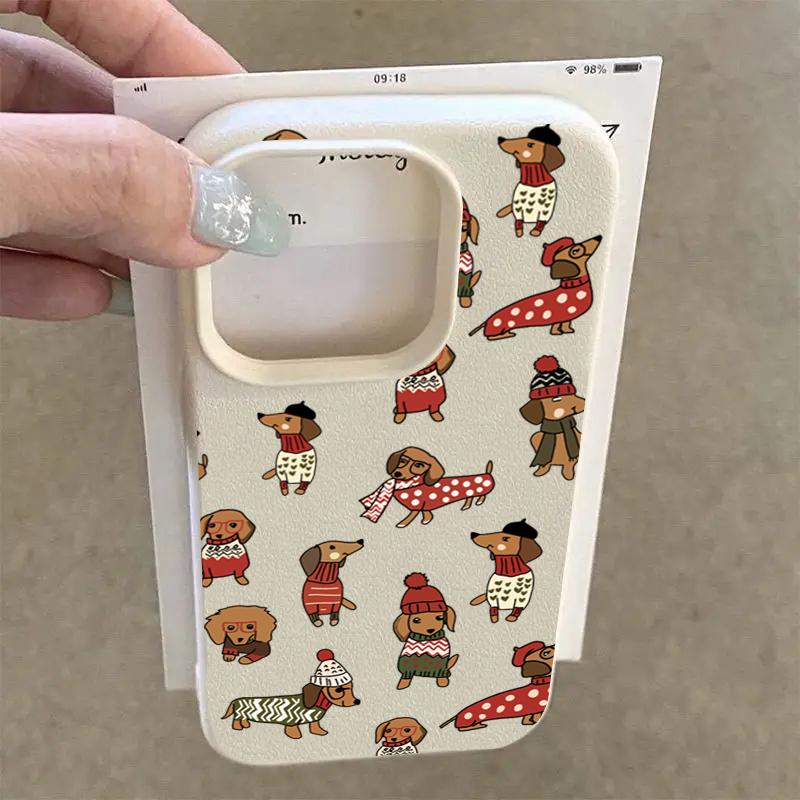 Свитер с осенней тематикой Такса Мягкий чехол для телефона для iPhone 17 16 Pro 15 14 Plus 13 12 11 Pro Max X XR XS 16E Защитная крышка