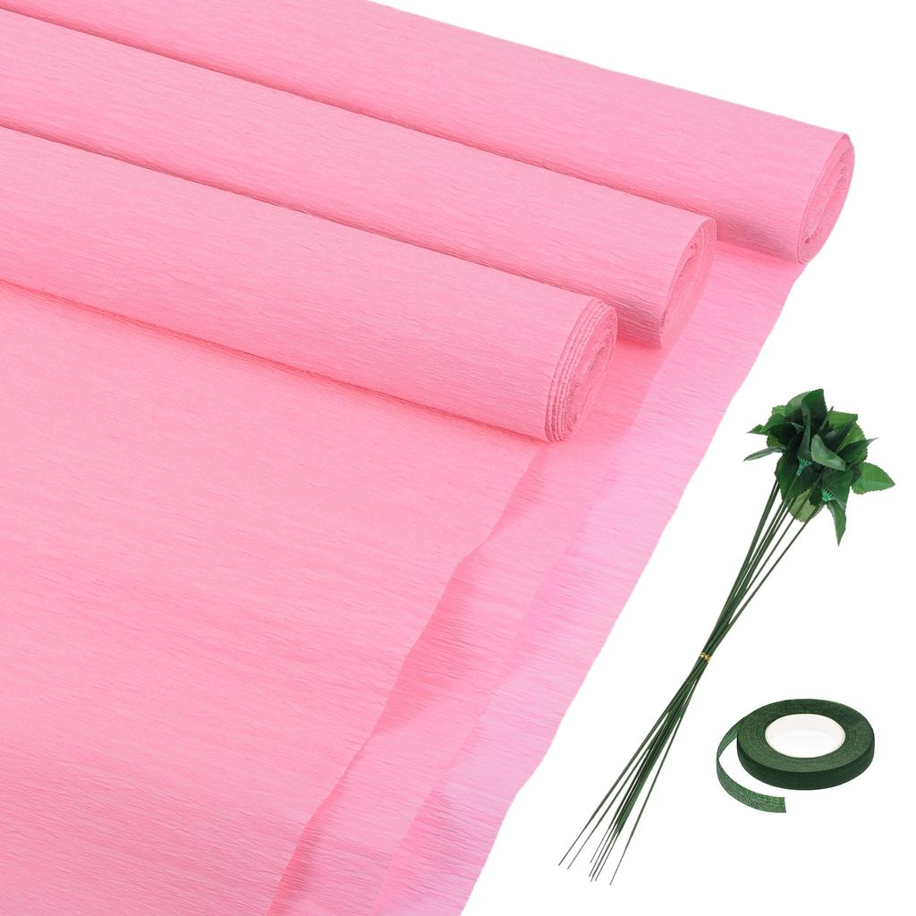 6 шт. рулонов крепированной бумаги с флористической проволокой и зеленой флористической лентой для свадебной церемонии, украшения различных крупных фестивалей