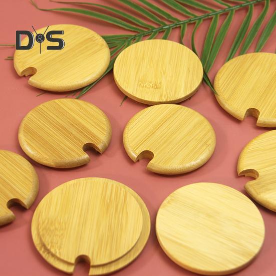 Крышка для чашки из бамбука с отверстиями для ложки, деревянная крышка для контейнеров, банок, мисок, многоразовая герметичная деревянная крышка для пищевых продуктов, аксессуары для напитков на вечеринке