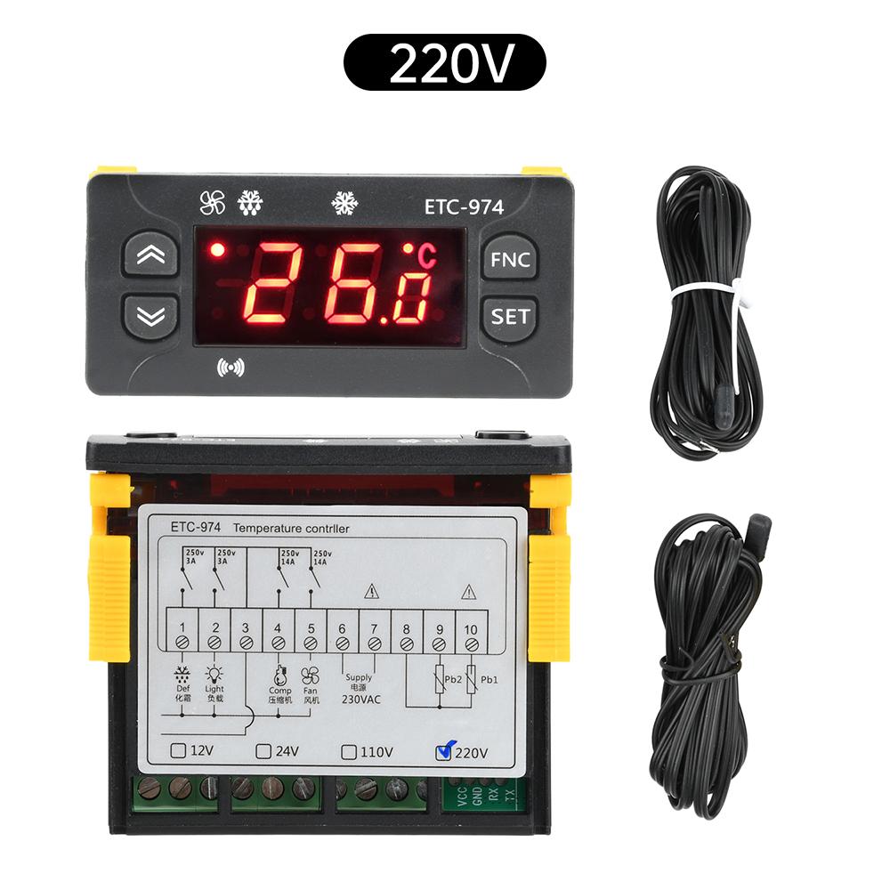 ETC-974 Интеллектуальный цифровой терморегулятор DC12V/24V AC110V/220V Точная регулировка Компрессор/Мороз/Вентилятор