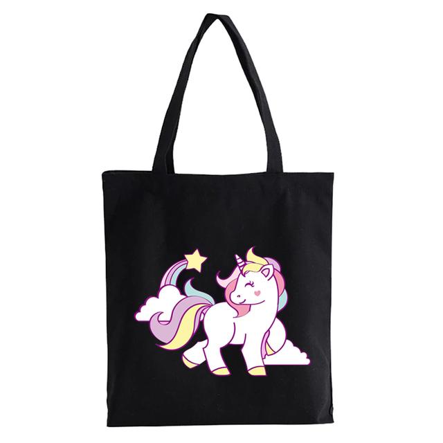 Dabbing Unicorn Panda Anime Shopper Bag Teenage Students Reusable Canvas Bag Handbag Bag Women's Shoulder Tote Bag Bolsas