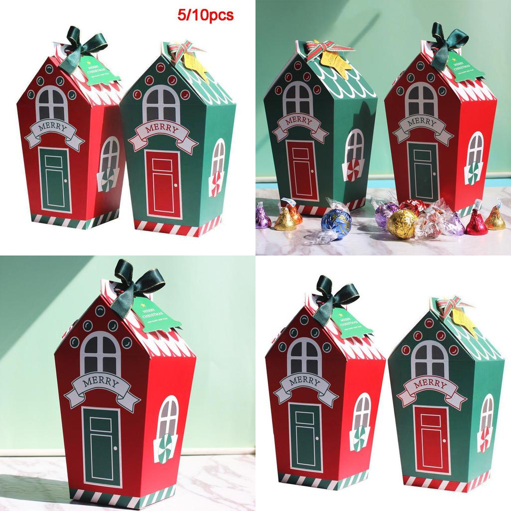 Восхитительные подарочные бумажные коробки для рождественской вечеринки в 5/10 шт. Идеально подходят для сладких угощений