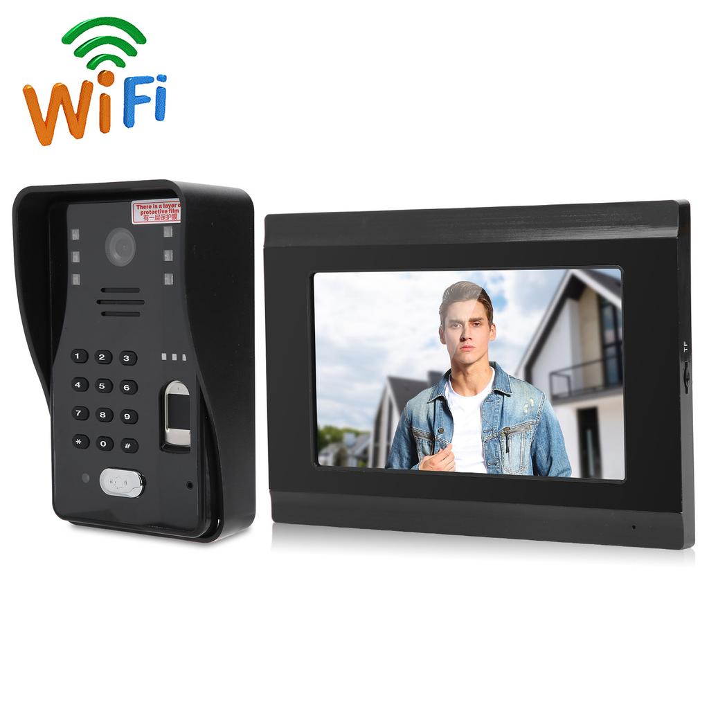 7-дюймовый видеодомофон безопасности проводной Wi-Fi отпечаток пальца пароль IC карта удаленная разблокировка ночное видение