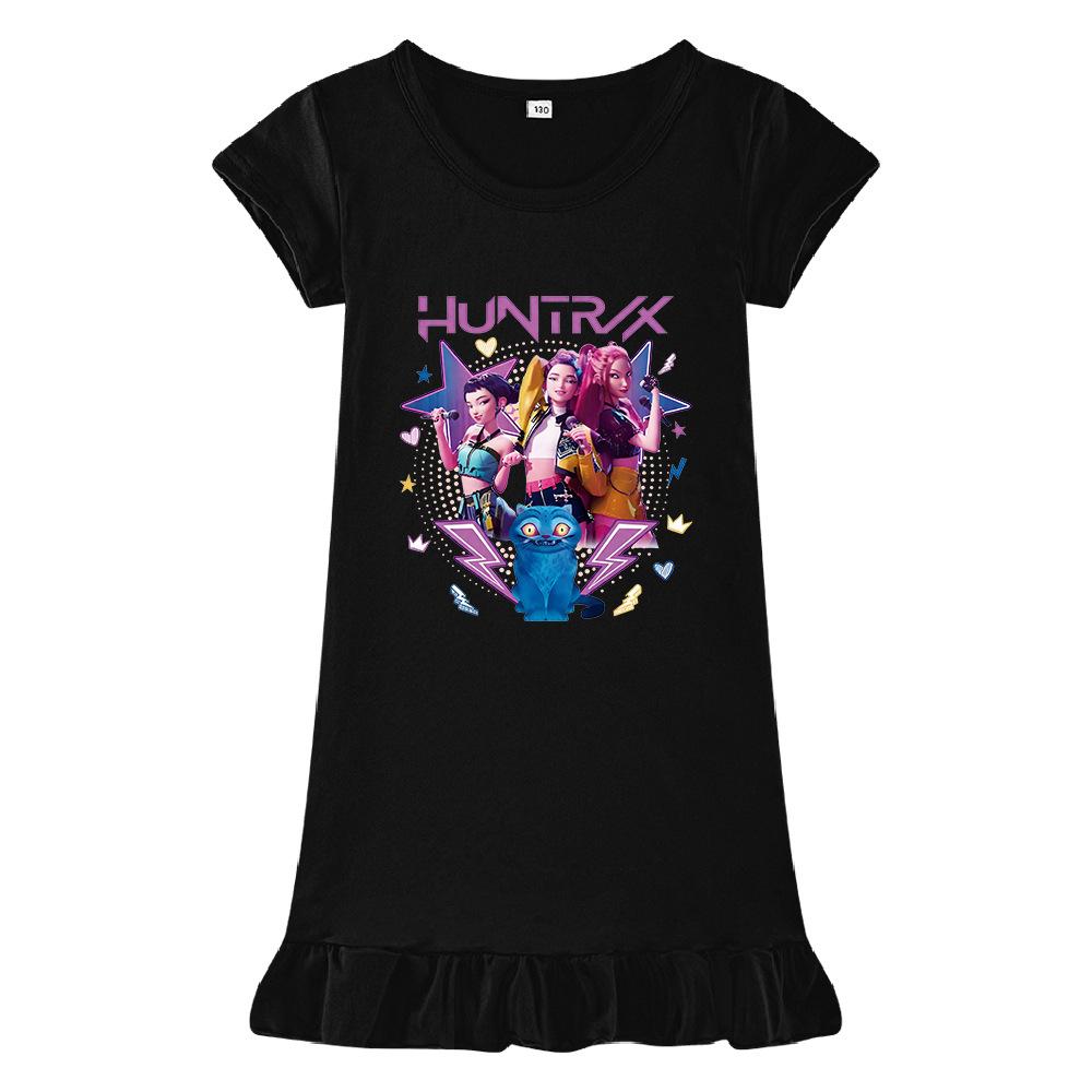 Hot selling Kpop witch hunting girl group print girls dress ice silk nightdress