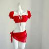 Mosricci Retro Red Bikini: Europe & US Celebrity Style, Sexy Two-Piece Swimsuit with Chest Pads for Women.
