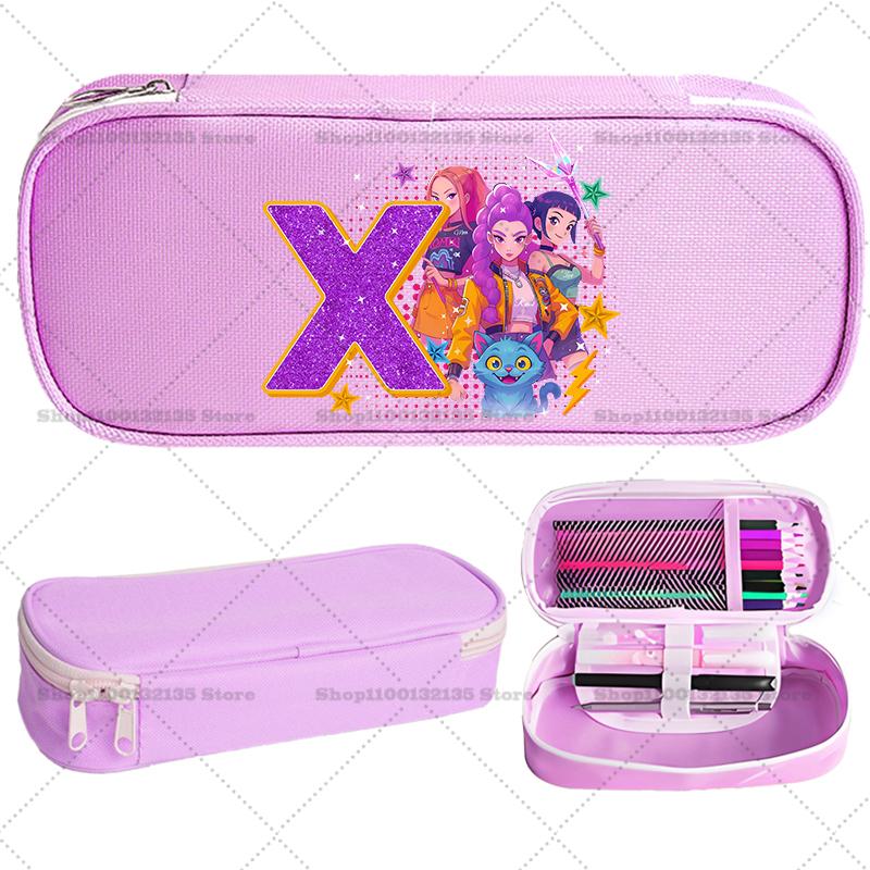 Kpop Demon Hunter Children Pencil Box Cartoon letter Student School Supplies Stationery Kids Penbag Pencilcase Kawaii Boys Gift