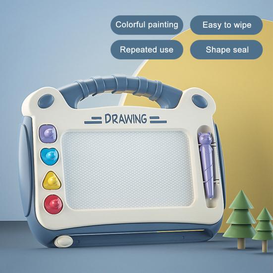 Магнитная граффити-доска с 4 различными штампами-узорами, легко стирает рисунки, предотвращает потерю