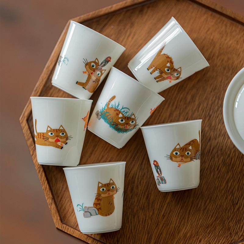 45 мл Чашка для чая для кошки Набор для чая Гунфу Чашка для дегустации Ручная работа Керамика Дзен Китайская чайная церемония