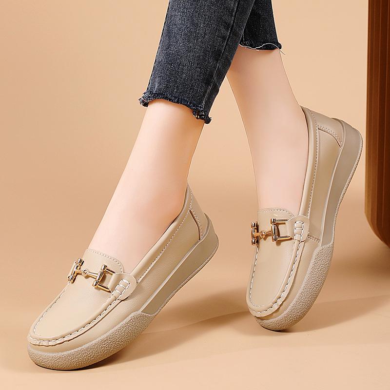 Fashion New Spring Fashion Loafers Women's Slip-on Soft-soled Moccasins Flats Shoes British Style Casual Non-slip Round Toe Nurse Shoes