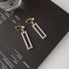 Retro Hong Kong Pearl Square Tassel Clip-On Earrings - French Style, Elegant & High Quality
