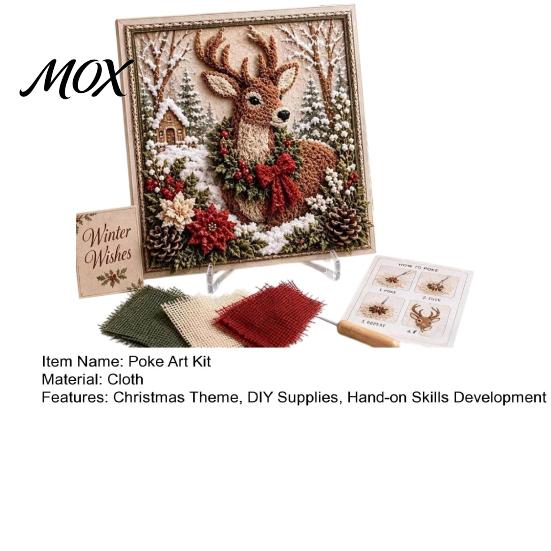 Christmas Poke Art Kit 3D Fabric Kit, DIY Punch Needle Embroidery Set, Handmade Holiday No-Sew Crafts Projects for Adults and Beginner