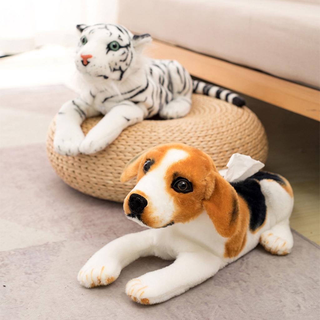 Чехол для коробки с салфетками в виде мультяшной собаки, симпатичный контейнер для бумажных полотенец, плюшевый держатель для салфеток, бытовой диспенсер для салфеток в форме животного