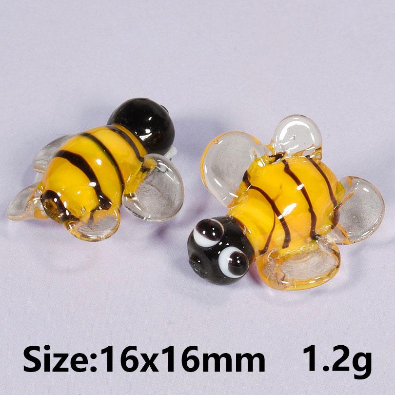 5pcs Yellow Cute Bee Charm Beads For Jewelry Making Supplies Glass Materials Animal Spacer/Loose Bead DIY Bracelets Accessories