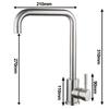 2 Holes Kitchen Faucet 304 Stainless Steel Contemporary