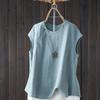 Summer Loose and Slim Round-neck Vest Top Simple Pure Color Cotton and Linen Sleeveless Women’s T-shirts