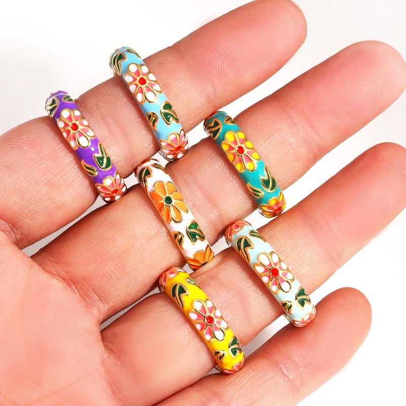 Винтажные красочные кольца с эмалью в виде цветов, трендовые геометрические женские минималистичные цветы для дам, свадебная вечеринка, помолвочные украшения в подарок