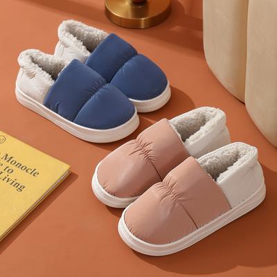 Тапочки домашние хлопковые с задником, домашние осенне-зимние теплые тапочки на толстой подошве, нескользящие, хлопковый моп для прилавка