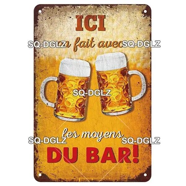 SQ-DGLZ Vintage Metal Sign French Beer Bar Tin Sign Shop Plate Home Bar Door Wall Decor Sticker Decoration Plaque Poster Gift