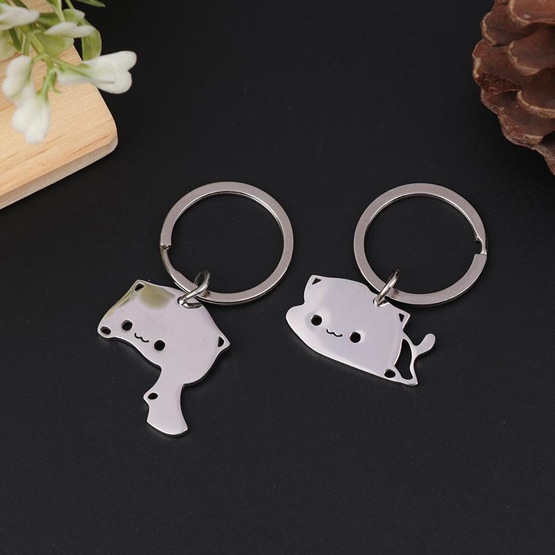 1 пара мультяшных котов, брелок для ключей, пара влюбленных из нержавеющей стали, симпатичный кулон, брелок для ключей, подарочные украшения