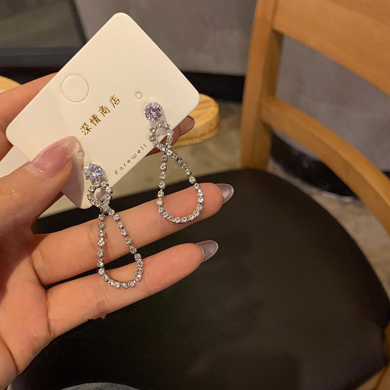 Великолепные модные длинные серьги-богини 2025 года с бриллиантами - сверкающая серебряная игла для женщин