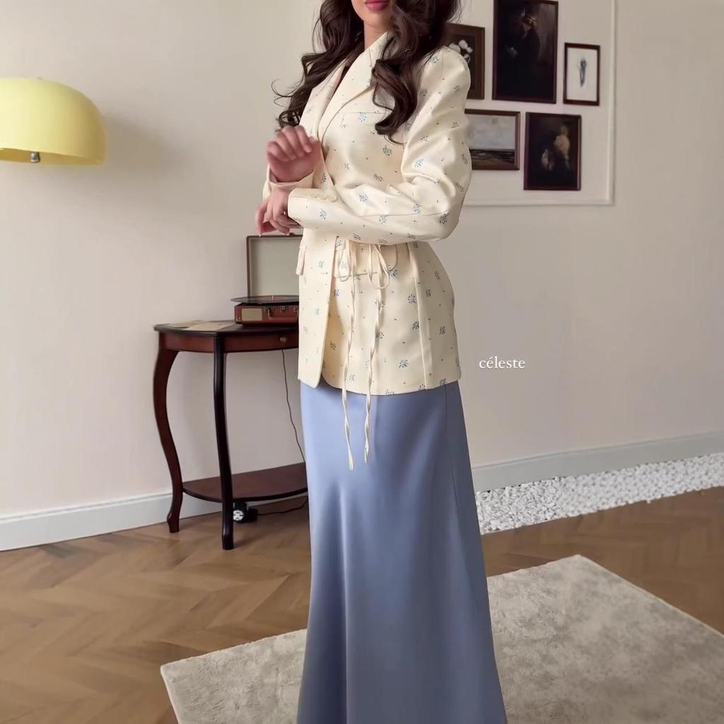 Женская приталенная пиджак-костюм с принтом в виде галстука, Осень 2025 - Европейский и Американский Стиль