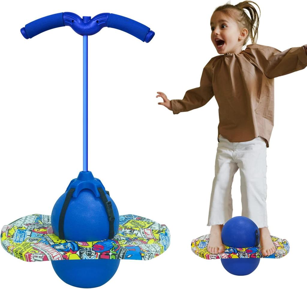 Pogo Ball with Handles. The Handles Are Adjustable, Equipped with an Air Pump, Suitable for Children and Adults, for Training Balance Capacity,