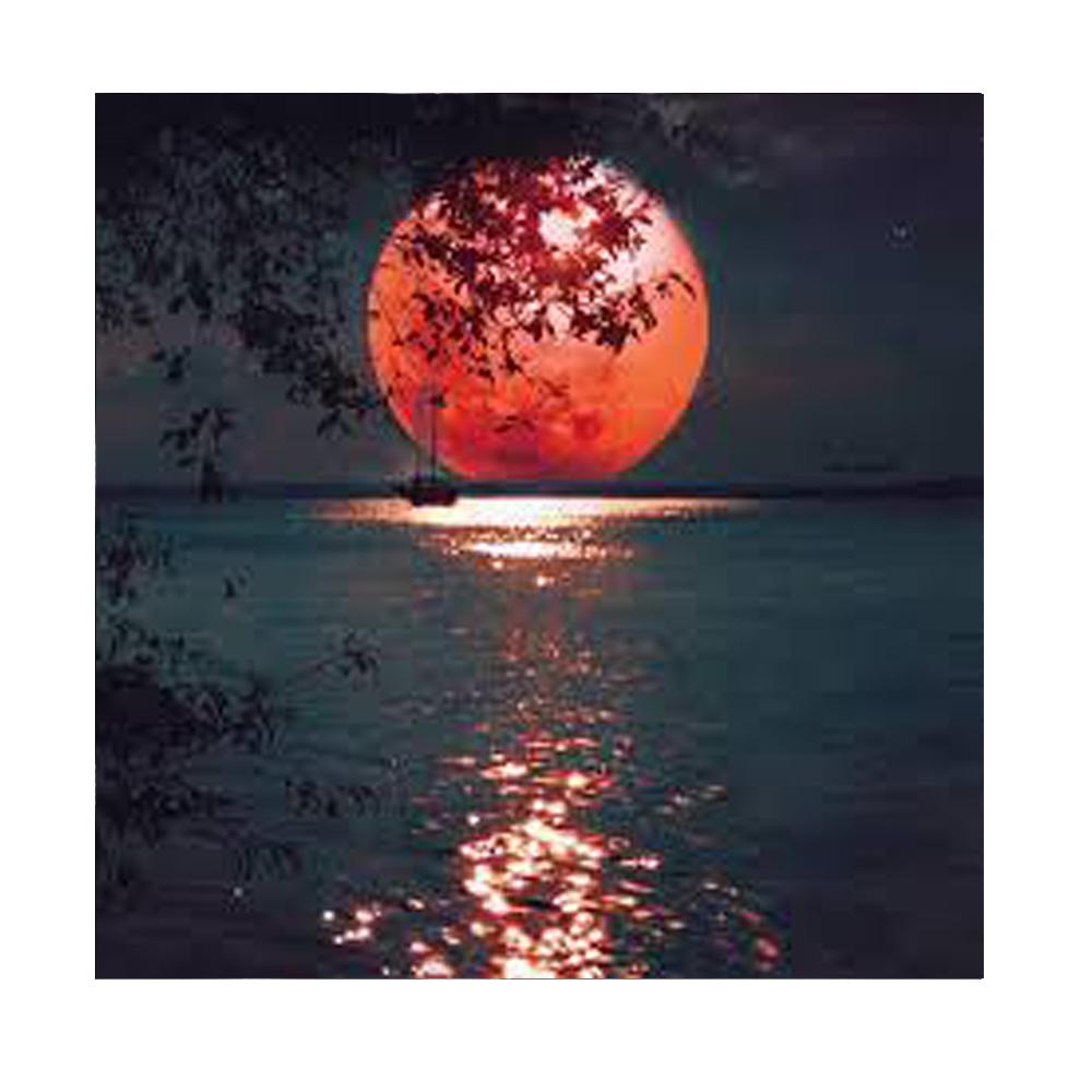 5D Diy круглая алмазная живопись пейзаж луна дерево вышивка крестиком украшение дома украшение стены подарок на праздник