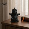 Скульптура из твердого PLA, 3D-печатная фигурка тыквы-пугала, матово-черная, Хэллоуин, настольное украшение для полок, декор полки, окна, офиса,