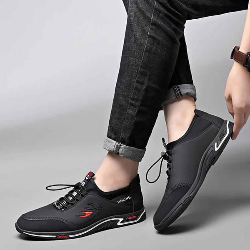 Casual Shoes Breathable Leather Shoes Front Lacing Shoes for Men Business Simplicity