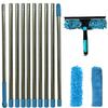 Extended Window Cleaning Kit 2 In 1 Double Sided Glass Squeegee Cleaner Duster Mop 180° Swivel Window Cleaning Tools
