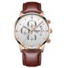 NIBOSI Watch Brown Leather Strap Chronograph Waterproof Brand Analog Business Arm Watch Stylish Casual Big Face Watch Luxury Gift White Watch for Men