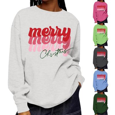 Женская модная повседневная свободная толстовка с круглым вырезом и длинным рукавом, однотонная