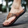 Fashion Hot Sale Men's Flip Flops High Quality PU Leather Men Slippers New Summer Beach Sandals Fashion Soft Soled Men Casual Shoes