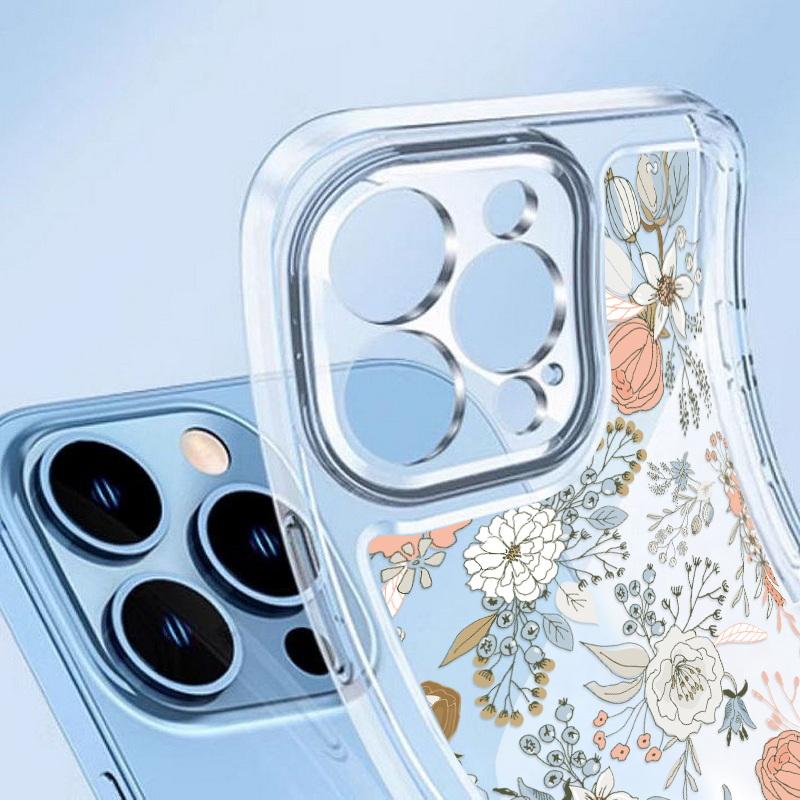 Модный цветочный чехол для телефона iPhone 16 15 14 Pro Max 13 12 11 ударопрочный силиконовый чехол прозрачный чехол
