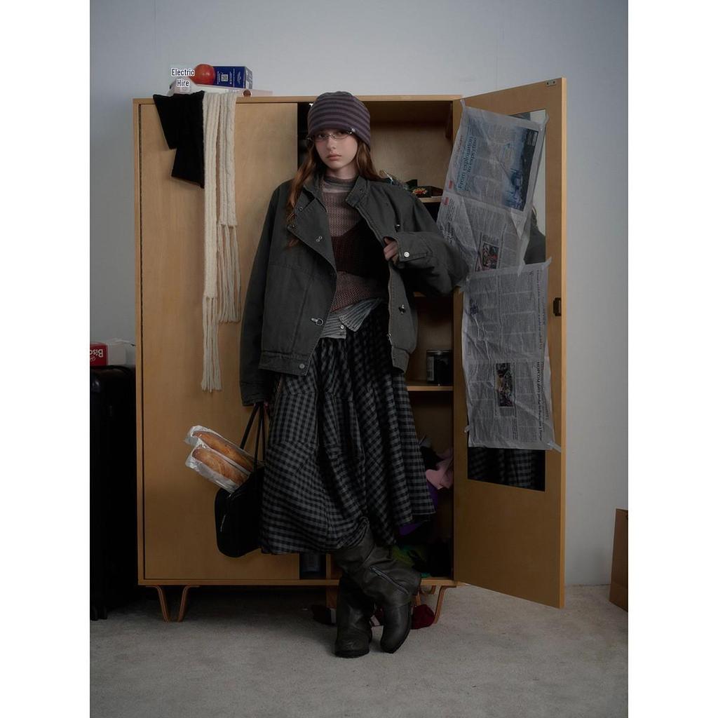 Trendy Unisex Retro Washed Metal Bit Workwear Jacket - Winter Stand Collar Cotton Coat