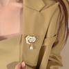 Women Camellia Shape Brooch Faux Pearl Pendant Pin Suit Collar Shawl Scarf Badge Costume Accessories