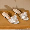 Women's Cool Slippers Summer Outside Sweet Bow Slippers with Heels Stiletto High Heels Women's High Heeled Sandals Large Size 45