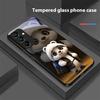 Милый Маленький Панда Белый Чехол для Телефона из Закаленного Стекла Черного Цвета для Samsung Galaxy A15 5G 54 4G 51 50 24 35 90 71 12 51 53 52S 80 22 34