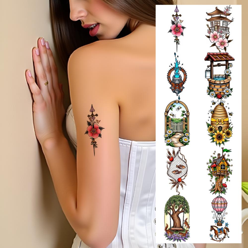 28 шт. Временные татуировки Наклейки с временными татуировками Ведро Улей Пчеловодство Домик на дереве Для рук Мужчины Женщины